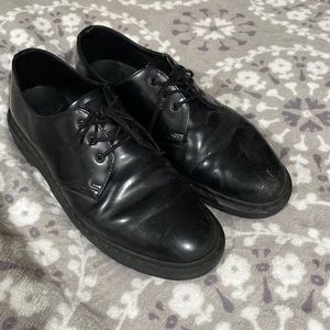 Dr Martens black on black leather shoe